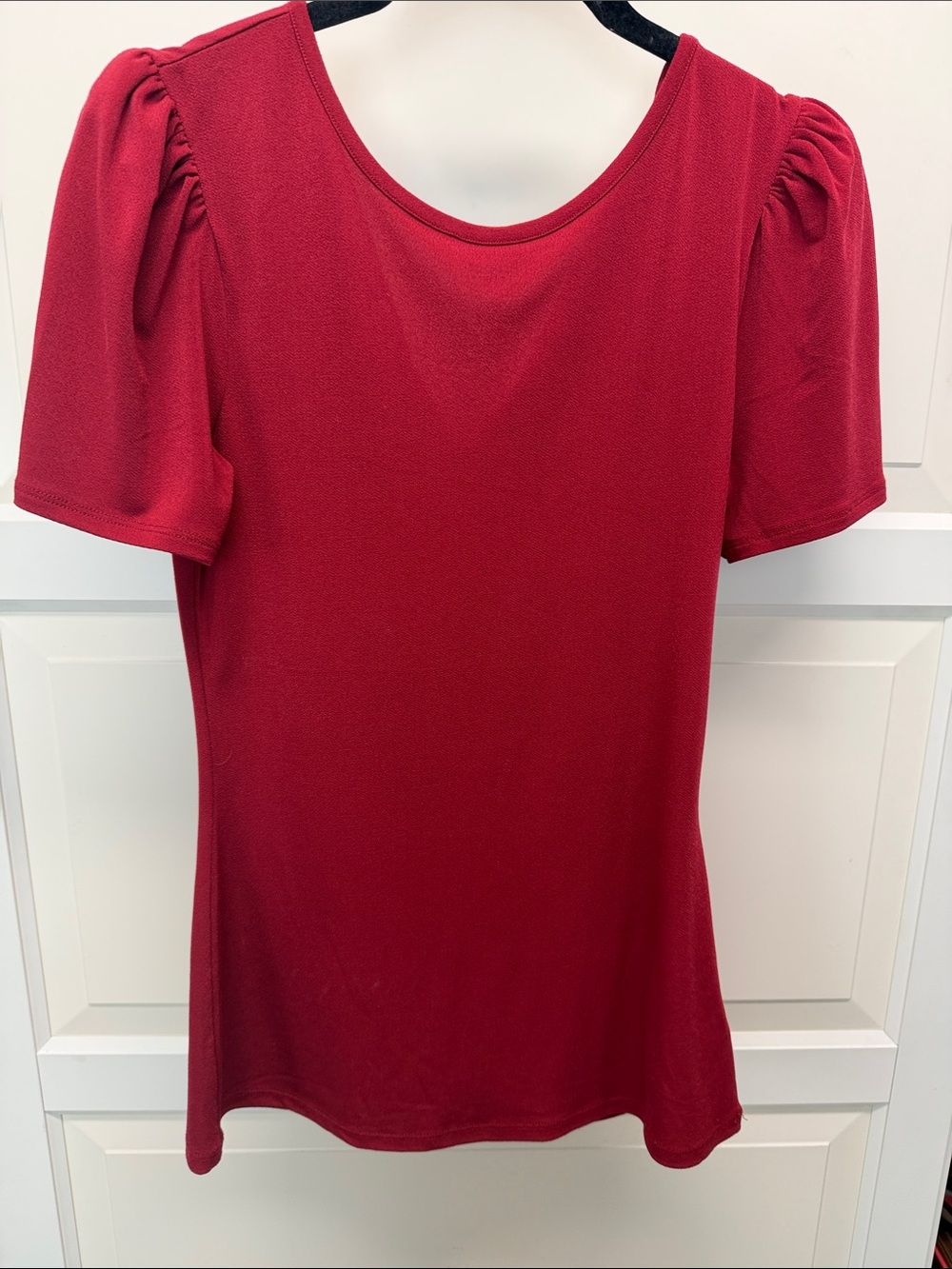 Express Red Puff Sleeve Scoop Neck Top